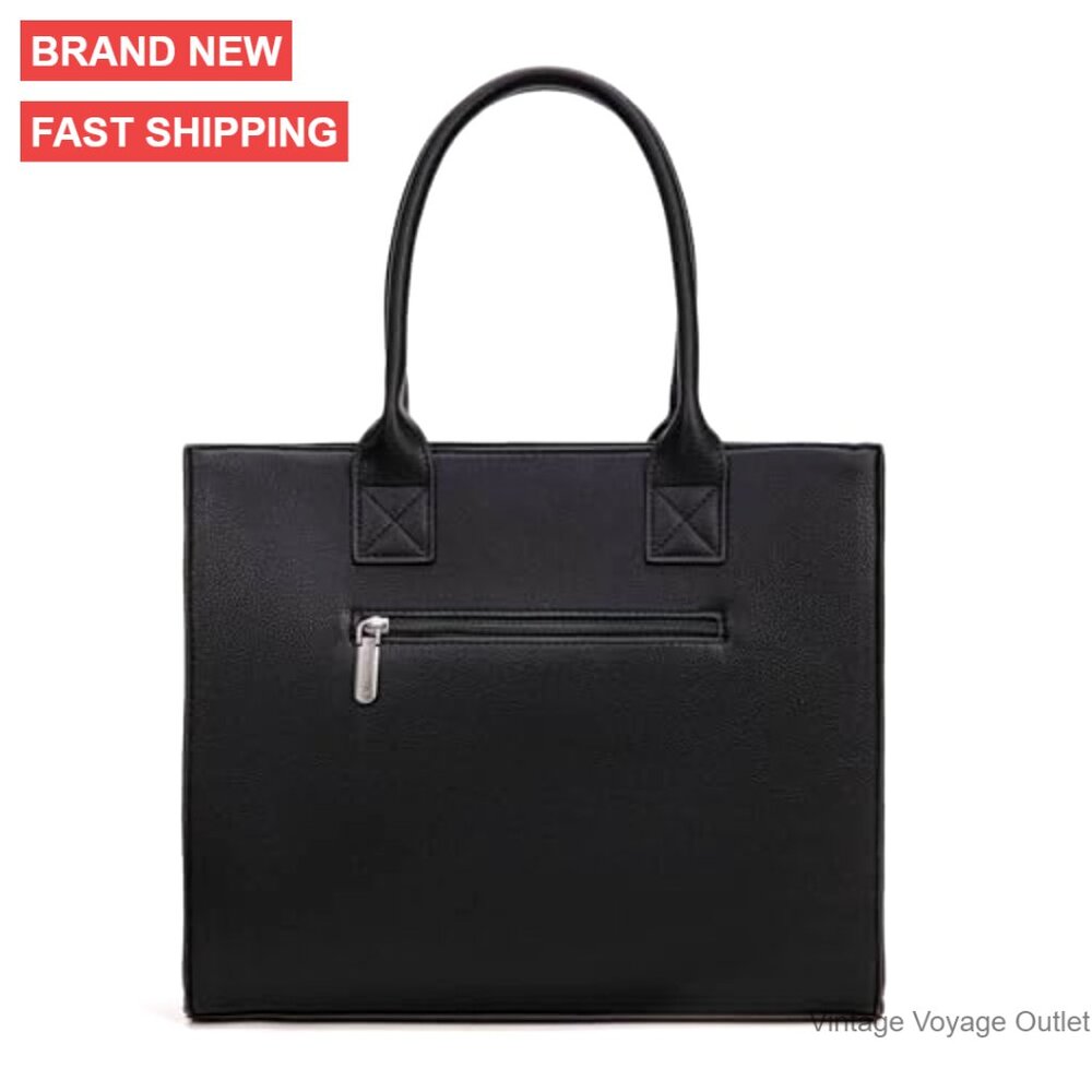 Large Vegan Leather Tote Bag with Adjustable Strap for Work Essentials - Picture 4 of 7